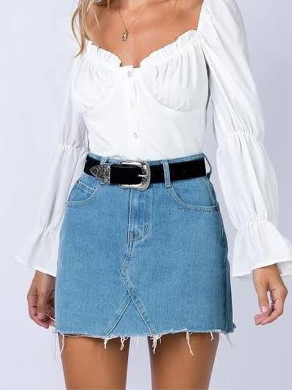 Princess Polly Hallie Denim Mini Skirt - Light blue